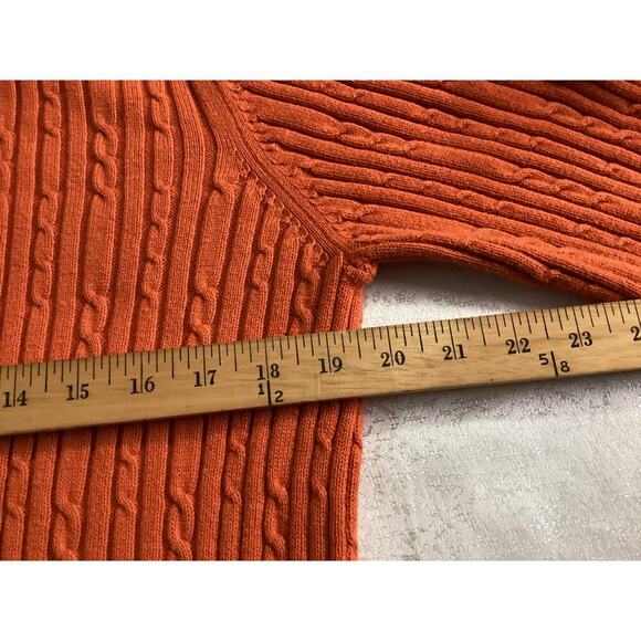 Cabela's cable-knit cardigan orange size M - Picture 6 of 8